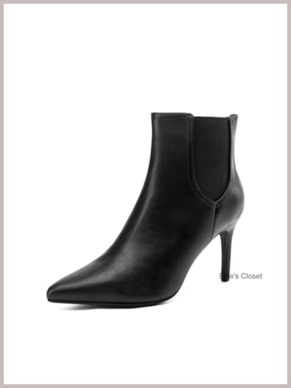 Pointed Toe Stiletto High Heel Ankle Booties Faux Leather Pull-On